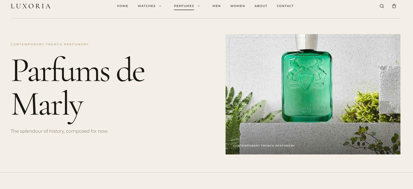 Luxoria Parfums de Marly fragrance showcase screen