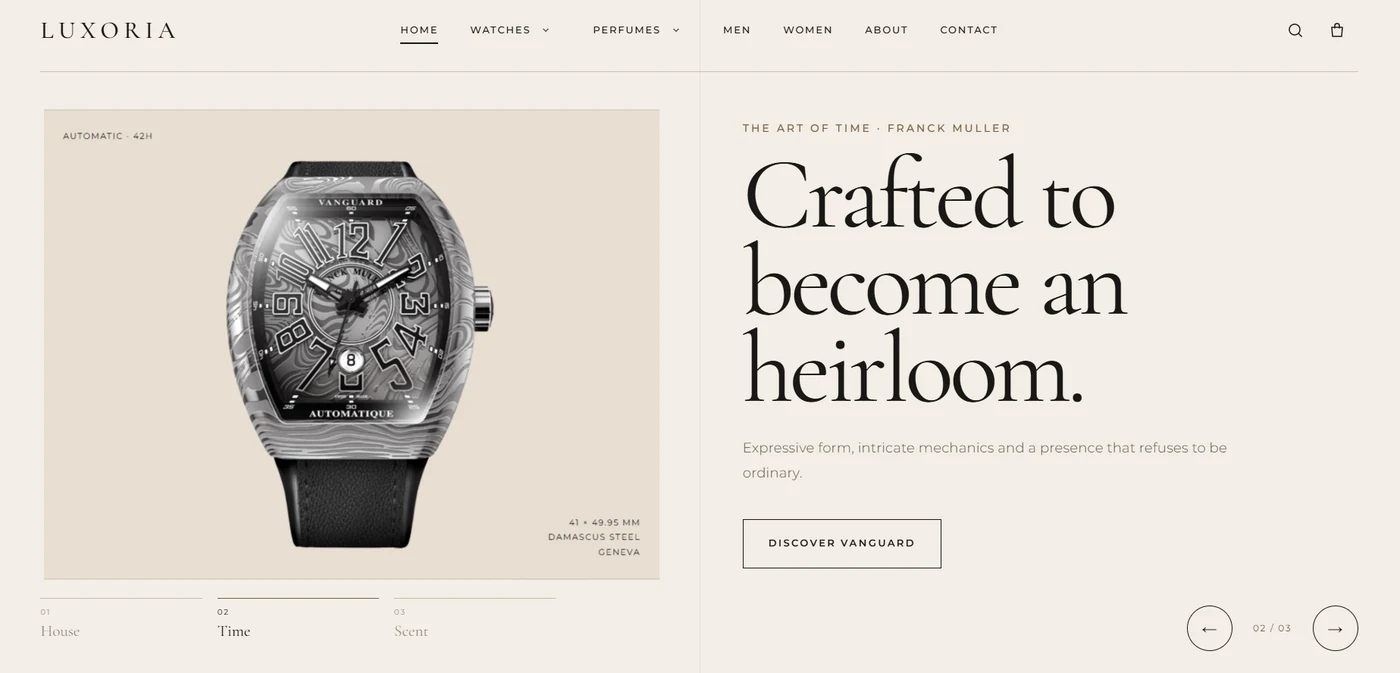 Luxoria Franck Muller watch editorial screen